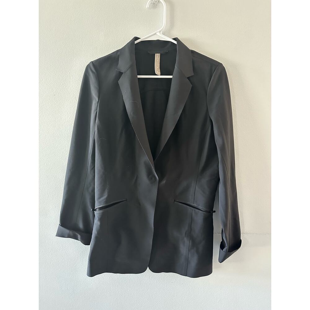 Athleta Blazer Women's 6 Black Interstellar Office Career Preppy Minimalist